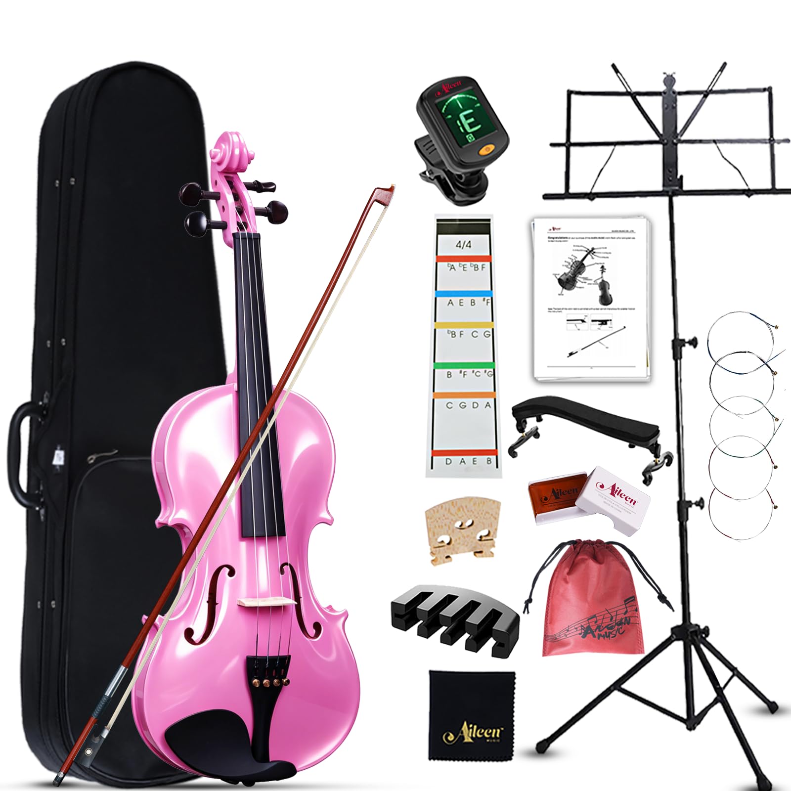 Amazon.com: Aileen Violin 4/4 Full Size for Adults Beginners, Pink